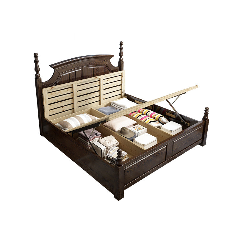 Victorian Ash Four Poster Bed Solid Color Walnut Poster Bed with Headboard Clearhalo 'Bedroom Furniture' 'Beds' 'furn' 'furn_beds' 'Furniture' 6303025