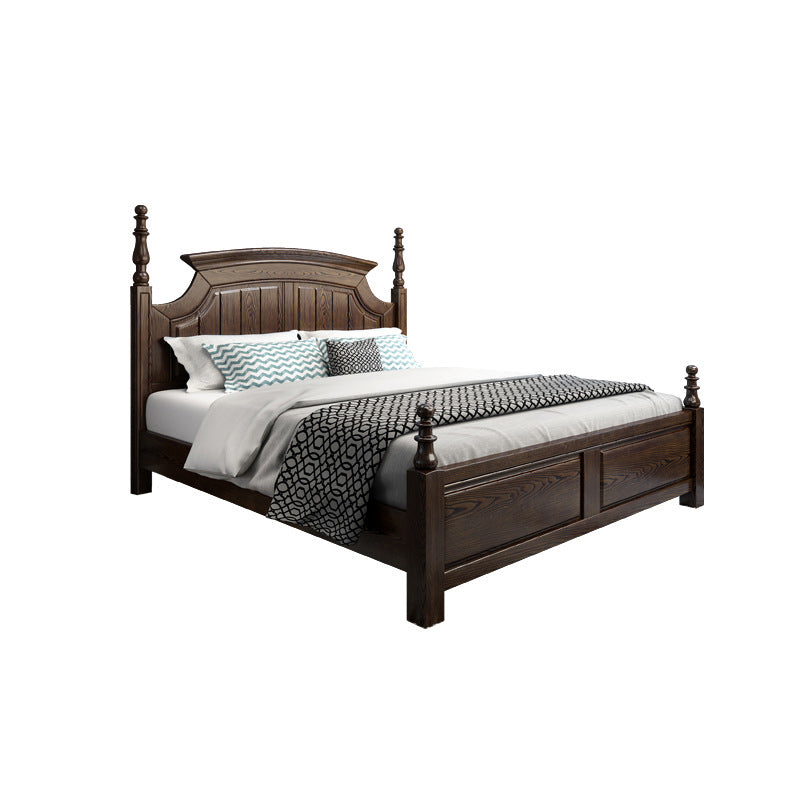 Victorian Ash Four Poster Bed Solid Color Walnut Poster Bed with Headboard Clearhalo 'Bedroom Furniture' 'Beds' 'furn' 'furn_beds' 'Furniture' 6303026