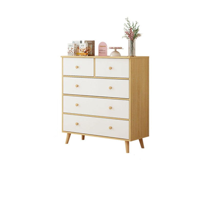 35.4" Tall Wood Storage Cabinet Modern Drawers Included Accent Chest 31"L x 16"W x 35"H Natural Wood White Clearhalo 'Cabinets & Chests' 'cabinets_chests' 'furn' 'furn_cabinets_chests' 'Furniture' 'Living Room Furniture' 6303143