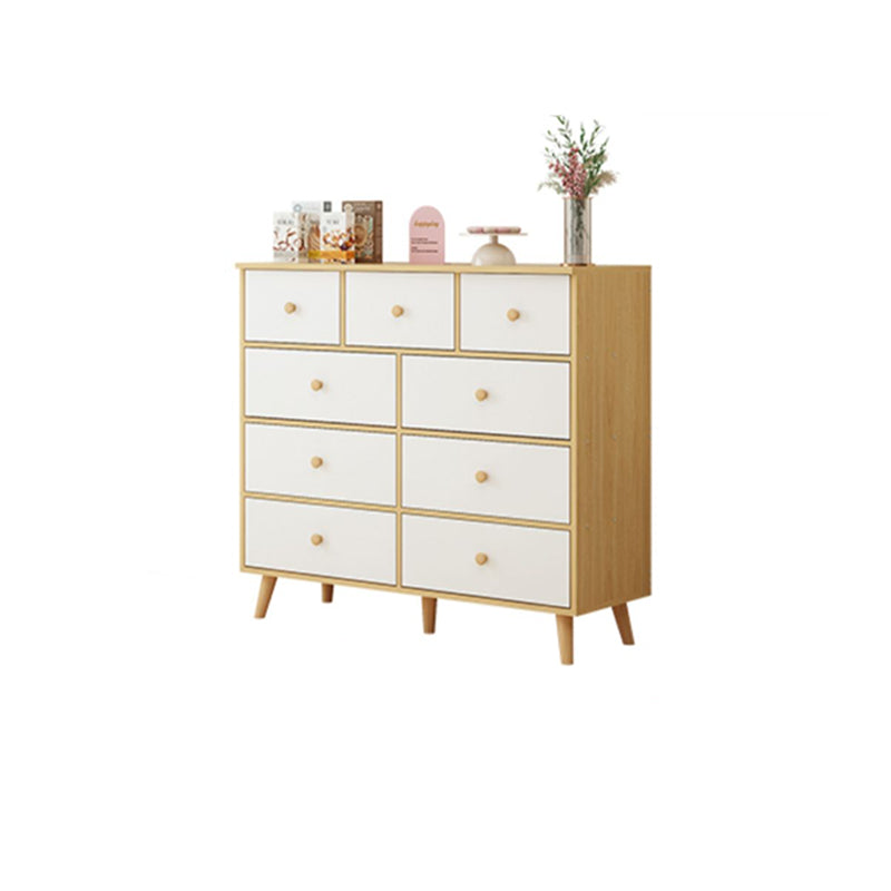 35.4" Tall Wood Storage Cabinet Modern Drawers Included Accent Chest 39"L x 16"W x 35"H Natural Wood White Clearhalo 'Cabinets & Chests' 'cabinets_chests' 'furn' 'furn_cabinets_chests' 'Furniture' 'Living Room Furniture' 6303145