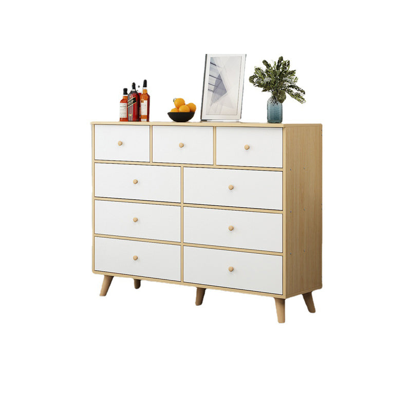 35.4" Tall Wood Storage Cabinet Modern Drawers Included Accent Chest 47"L x 16"W x 35"H Natural Wood White Clearhalo 'Cabinets & Chests' 'cabinets_chests' 'furn' 'furn_cabinets_chests' 'Furniture' 'Living Room Furniture' 6303147