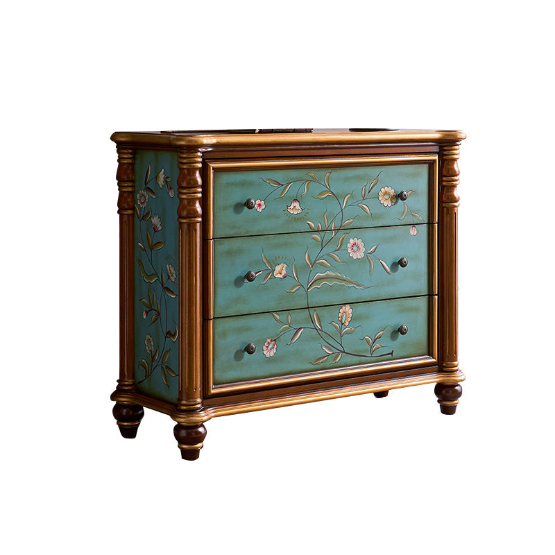 Distressed Wood Accent Chest 32.8" Tall 3 Drawers Side Cabinet Light Blue Clearhalo 'Cabinets & Chests' 'cabinets_chests' 'furn' 'furn_cabinets_chests' 'Furniture' 'Living Room Furniture' 6303192