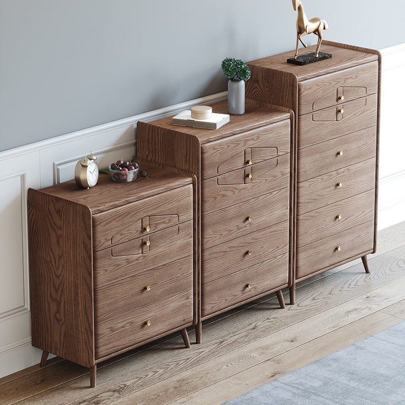 Coffre à accent brun moderne du milieu du siècle 25,4 "W coffre en bois avec tiroirs