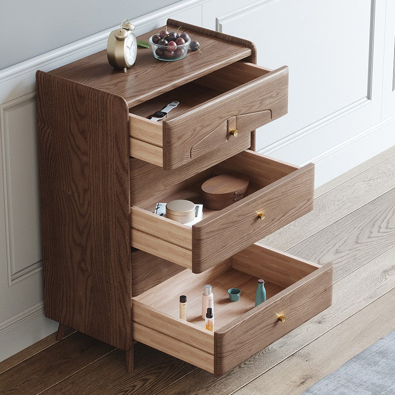 Coffre à accent brun moderne du milieu du siècle 25,4 "W coffre en bois avec tiroirs