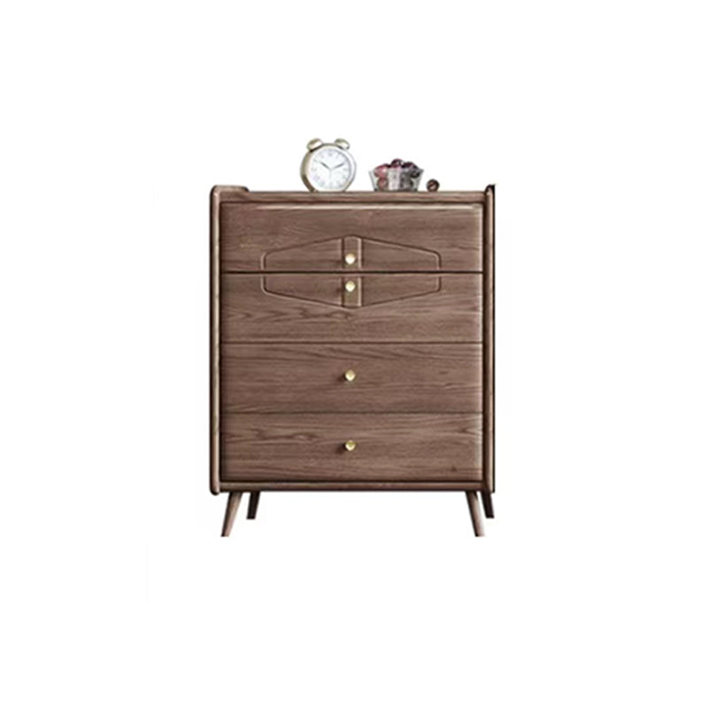 Coffre à accent brun moderne du milieu du siècle 25,4 "W coffre en bois avec tiroirs