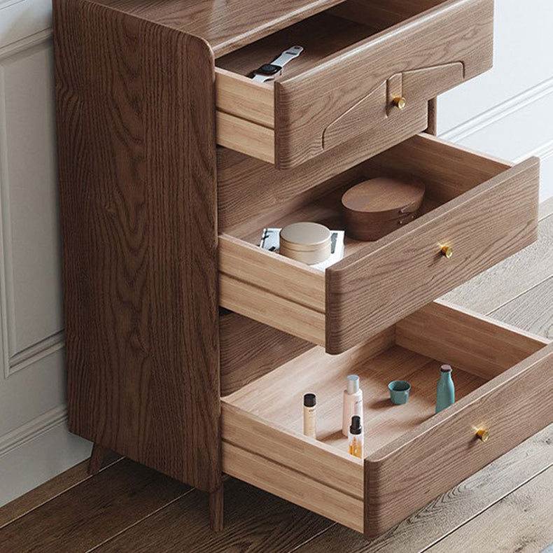 Coffre à accent brun moderne du milieu du siècle 25,4 "W coffre en bois avec tiroirs