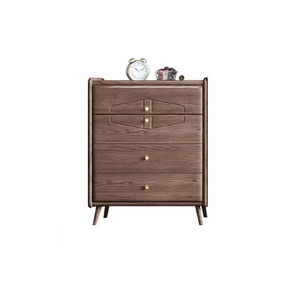 Coffre à accent brun moderne du milieu du siècle 25,4 "W coffre en bois avec tiroirs