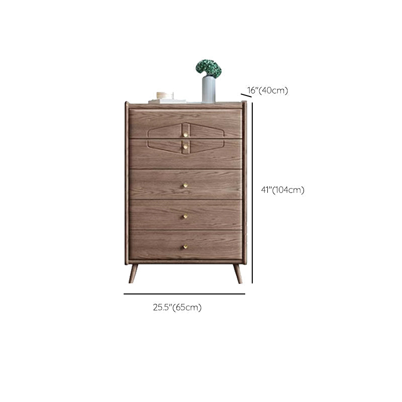 Coffre à accent brun moderne du milieu du siècle 25,4 "W coffre en bois avec tiroirs