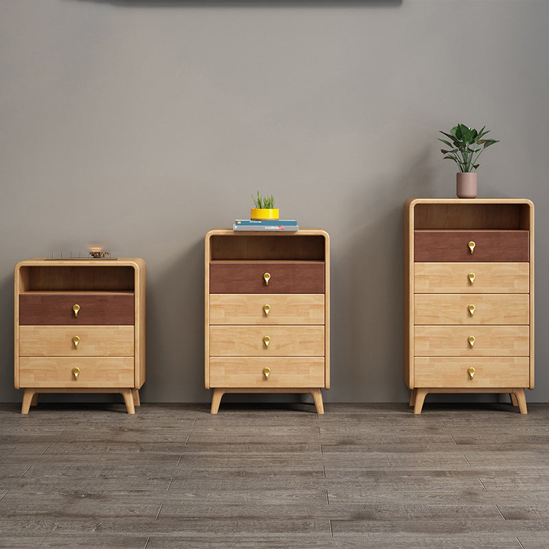 24.6" W Rubberwood Accent Chest Mid Century Modern 1 - Shelf Chest with Drawers Clearhalo 'Cabinets & Chests' 'cabinets_chests' 'furn' 'furn_cabinets_chests' 'Furniture' 'Living Room Furniture' 6303209