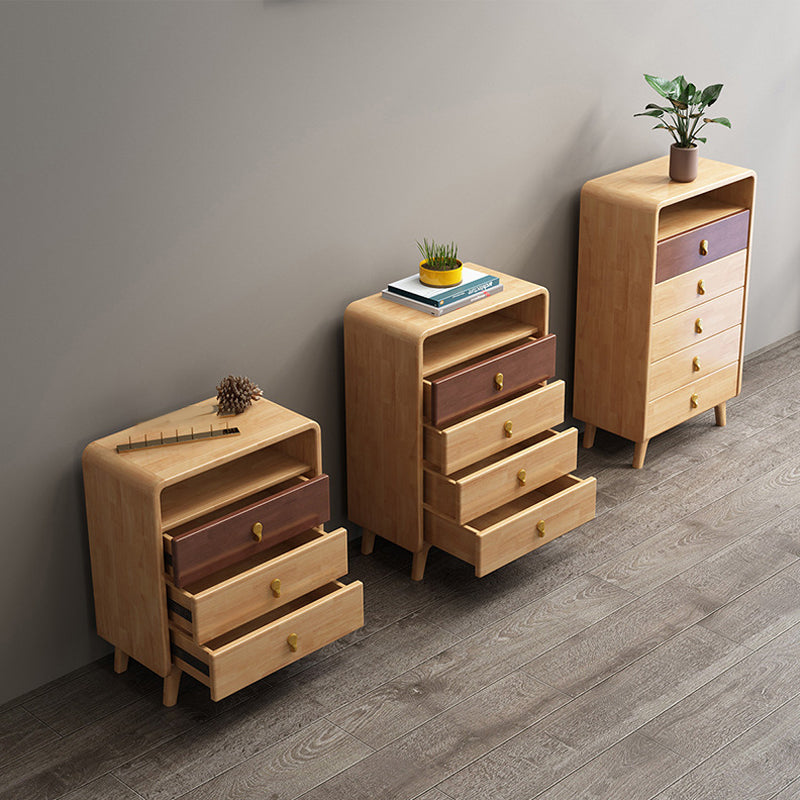 24.6" W Rubberwood Accent Chest Mid Century Modern 1 - Shelf Chest with Drawers Clearhalo 'Cabinets & Chests' 'cabinets_chests' 'furn' 'furn_cabinets_chests' 'Furniture' 'Living Room Furniture' 6303211