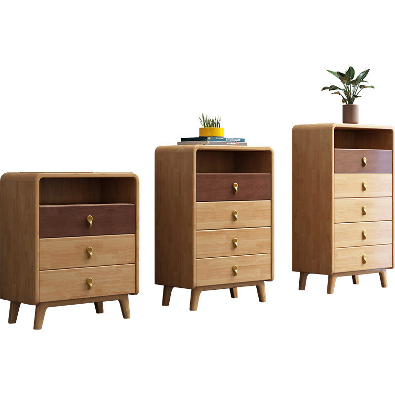 24.6" W Rubberwood Accent Chest Mid Century Modern 1 - Shelf Chest with Drawers Clearhalo 'Cabinets & Chests' 'cabinets_chests' 'furn' 'furn_cabinets_chests' 'Furniture' 'Living Room Furniture' 6303213