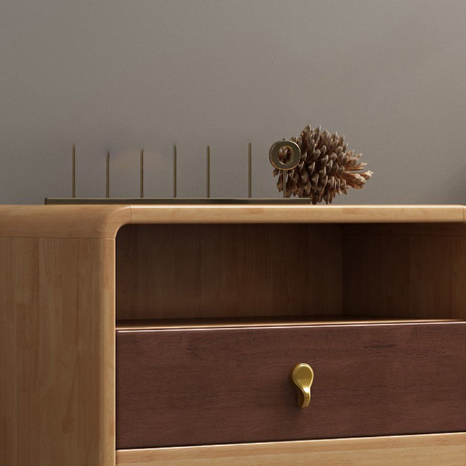 24.6" W Rubberwood Accent Chest Mid Century Modern 1 - Shelf Chest with Drawers Clearhalo 'Cabinets & Chests' 'cabinets_chests' 'furn' 'furn_cabinets_chests' 'Furniture' 'Living Room Furniture' 6303215