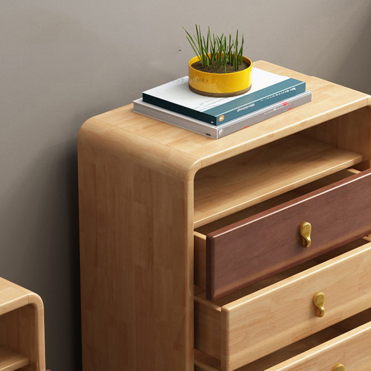 24.6" W Rubberwood Accent Chest Mid Century Modern 1 - Shelf Chest with Drawers Clearhalo 'Cabinets & Chests' 'cabinets_chests' 'furn' 'furn_cabinets_chests' 'Furniture' 'Living Room Furniture' 6303216