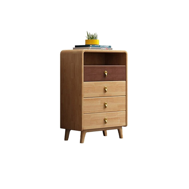 24.6" W Rubberwood Accent Chest Mid Century Modern 1 - Shelf Chest with Drawers 4 Clearhalo 'Cabinets & Chests' 'cabinets_chests' 'furn' 'furn_cabinets_chests' 'Furniture' 'Living Room Furniture' 6303219