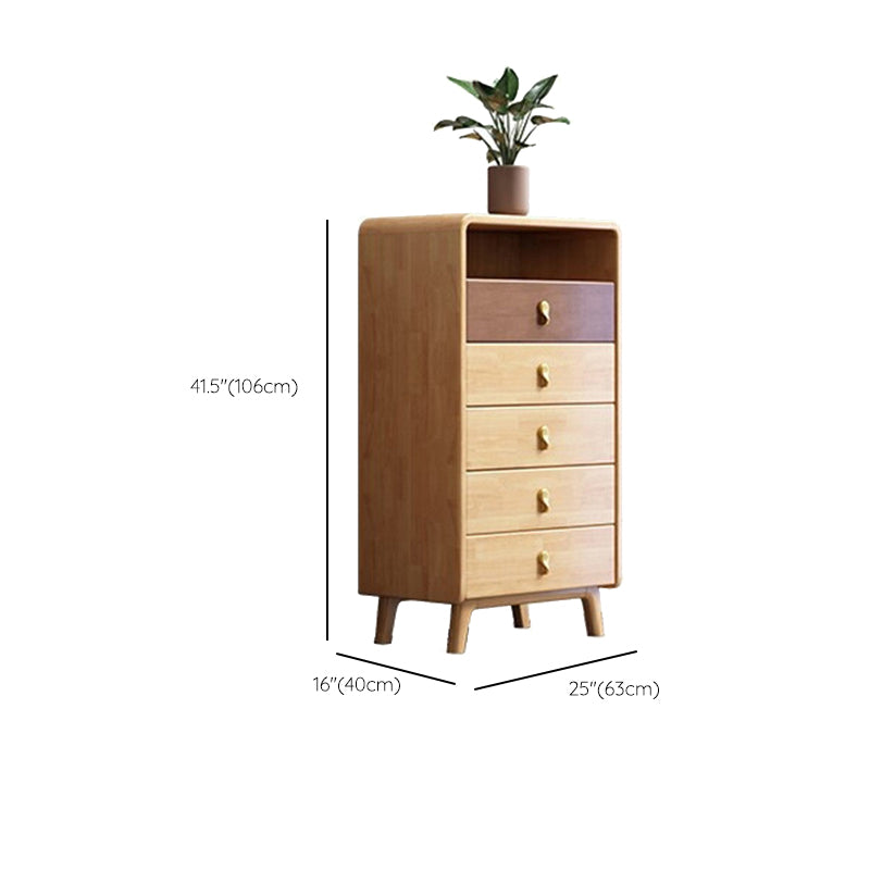 24.6" W Rubberwood Accent Chest Mid Century Modern 1 - Shelf Chest with Drawers Clearhalo 'Cabinets & Chests' 'cabinets_chests' 'furn' 'furn_cabinets_chests' 'Furniture' 'Living Room Furniture' 6303223