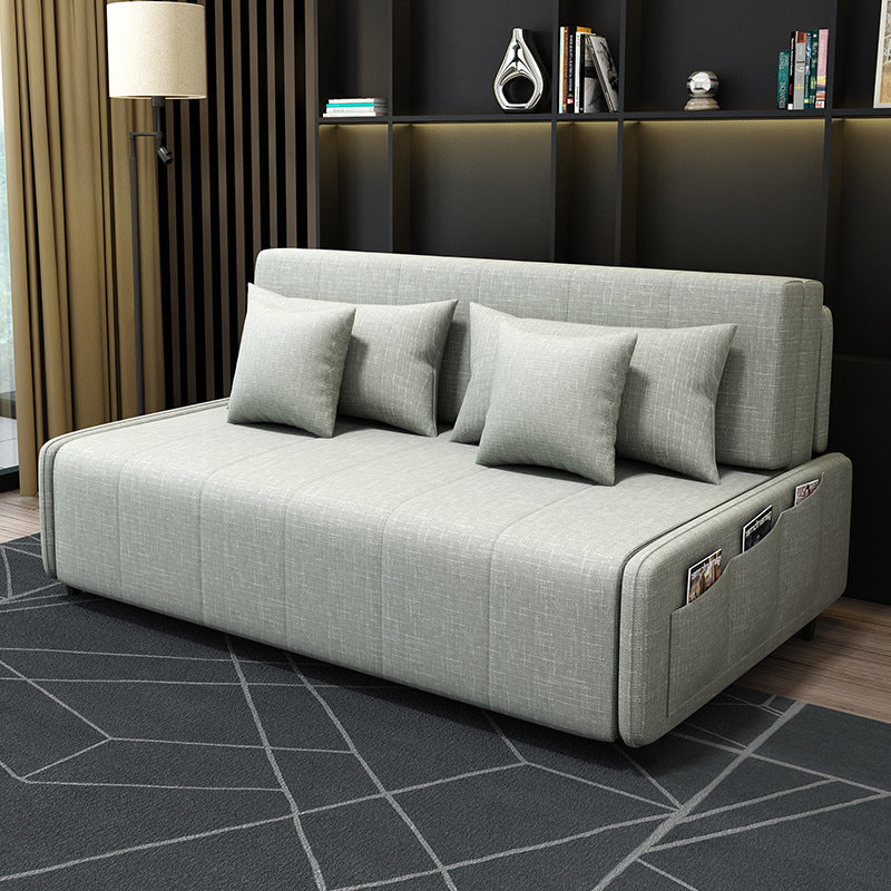 Linen Sleeper Sofa 39.37" Wide Blue Foldable Armless Sofa Bed