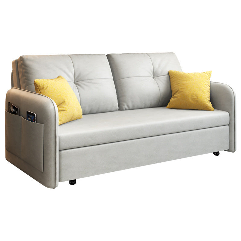 Faux leather Sleeper Sofa Light 32.67" Wide Gray Sofa Bed with Upholstered Clearhalo 'furn' 'furn_futons' 'Furniture' 'Futons & Daybeds' 'Futons' 'Living Room Furniture' 6303283