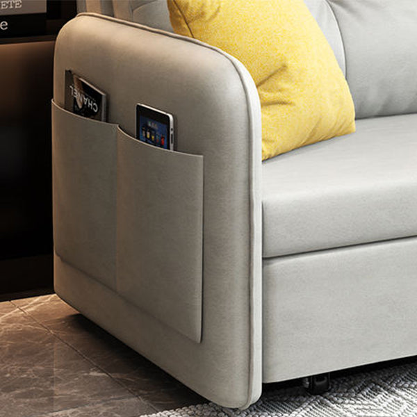 Faux leather Sleeper Sofa Light 32.67" Wide Gray Sofa Bed with Upholstered Clearhalo 'furn' 'furn_futons' 'Furniture' 'Futons & Daybeds' 'Futons' 'Living Room Furniture' 6303287