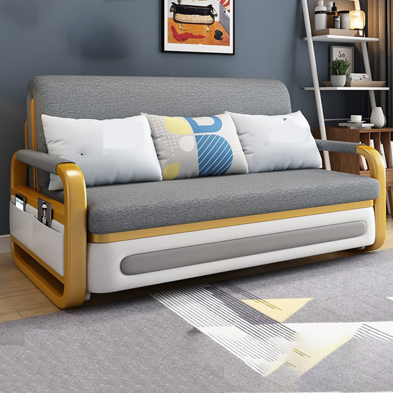 35,43 "divano di divano a pianto in lino grigio largo divano letto con rivestimento con rivestimento