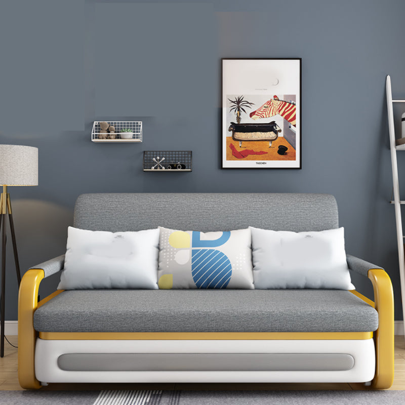 35,43 "divano di divano a pianto in lino grigio largo divano letto con rivestimento con rivestimento