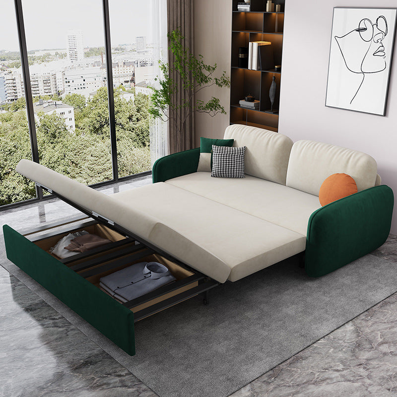 31.49" Wide Sleeper Sofa Velvet Detachable Mattress Sofa Bed with Storage