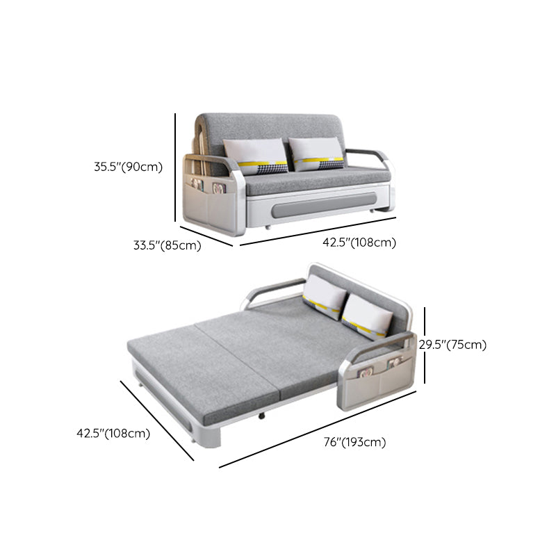 Divano da divano in lino grigio chiaro da 33,46 "con divano letto con ripostiglio