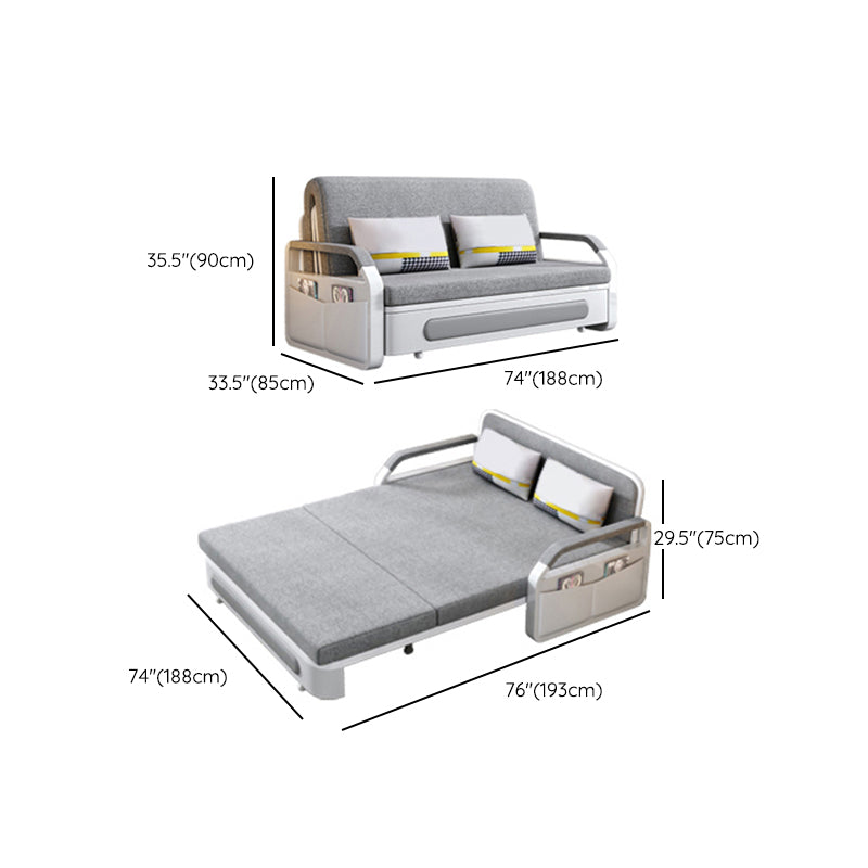 Divano da divano in lino grigio chiaro da 33,46 "con divano letto con ripostiglio