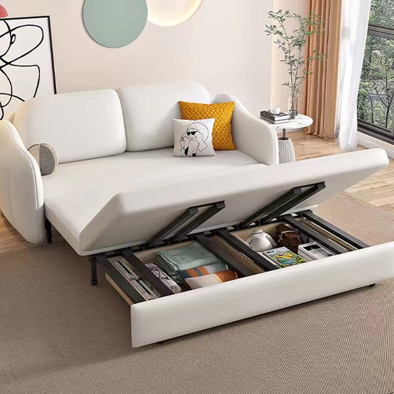 Faux leather Sleeper Sofa with Pillow Back Sofa Bed with Detachable Mattress Clearhalo 'furn' 'furn_futons' 'Furniture' 'Futons & Daybeds' 'Futons' 'Living Room Furniture' 6303369