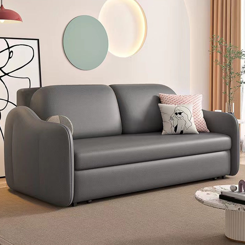 Faux leather Sleeper Sofa with Pillow Back Sofa Bed with Detachable Mattress Coffee Clearhalo 'furn' 'furn_futons' 'Furniture' 'Futons & Daybeds' 'Futons' 'Living Room Furniture' 6303377