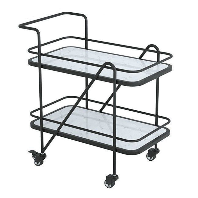 29.92" High Contemporary Prep Table Rolling Metal Prep Table for Kitchen Black White Clearhalo 'furn' 'furn_kitchen_islands_carts' 'Furniture' 'Kitchen & Dining Furniture' 'Kitchen Islands & Carts' 'kitchen_islands_carts' 6303567