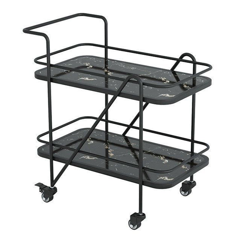 29.92" High Contemporary Prep Table Rolling Metal Prep Table for Kitchen Black Frosted Black Clearhalo 'furn' 'furn_kitchen_islands_carts' 'Furniture' 'Kitchen & Dining Furniture' 'Kitchen Islands & Carts' 'kitchen_islands_carts' 6303569