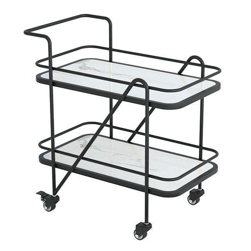 29.92" High Contemporary Prep Table Rolling Metal Prep Table for Kitchen Black Frosted White Clearhalo 'furn' 'furn_kitchen_islands_carts' 'Furniture' 'Kitchen & Dining Furniture' 'Kitchen Islands & Carts' 'kitchen_islands_carts' 6303570