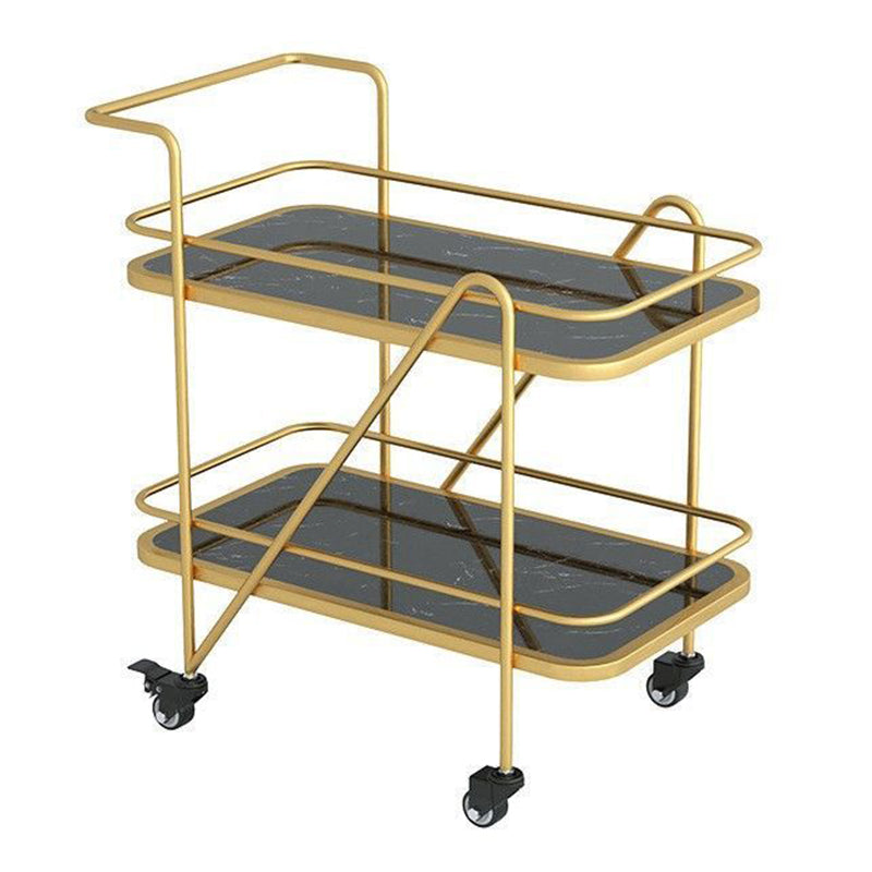 29.92" High Contemporary Prep Table Rolling Metal Prep Table for Kitchen Gold Black Clearhalo 'furn' 'furn_kitchen_islands_carts' 'Furniture' 'Kitchen & Dining Furniture' 'Kitchen Islands & Carts' 'kitchen_islands_carts' 6303572