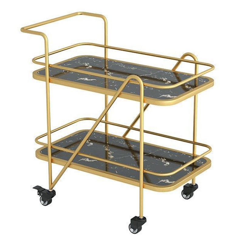 29.92" High Contemporary Prep Table Rolling Metal Prep Table for Kitchen Gold Frosted Black Clearhalo 'furn' 'furn_kitchen_islands_carts' 'Furniture' 'Kitchen & Dining Furniture' 'Kitchen Islands & Carts' 'kitchen_islands_carts' 6303576