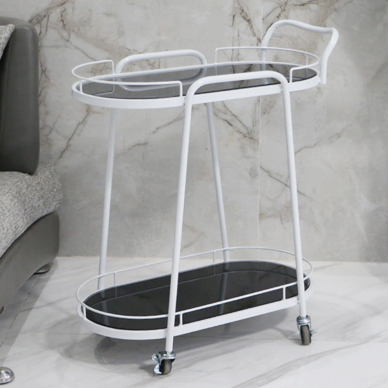 Mesa de preparación ovalada de estilo moderno mesa de preparación de metal rodante para cocina