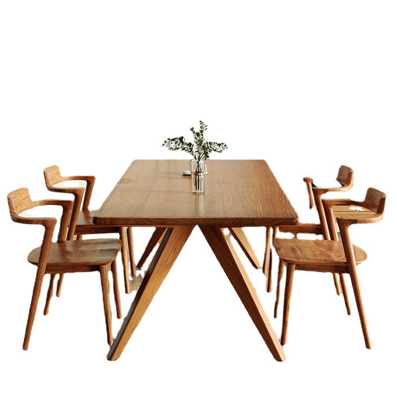 Rectangle Double Base Dining Table Medieval Modern Style Wood Table for Kitchen Clearhalo 'Dining Tables & Seating' 'Dining Tables' 'dining_table' 'furn' 'furn_dining_table' 'Furniture' 'Kitchen & Dining Furniture' 6303682