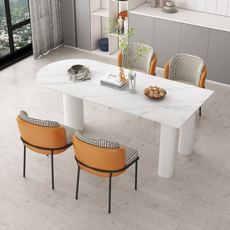 Modern Sintered Stone Dining Table 3-foot Kitchen Dinner Table White 55.1"L x 27.6"W x 29.5"H Without Chairs Clearhalo 'Dining Tables & Seating' 'Dining Tables' 'dining_table' 'furn' 'furn_dining_table' 'Furniture' 'Kitchen & Dining Furniture' 6303725