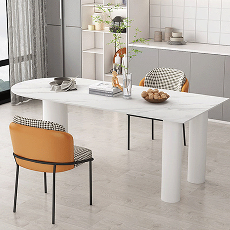 Modern Sintered Stone Dining Table 3-foot Kitchen Dinner Table White 47.2"L x 23.6"W x 29.5"H Without Chairs Clearhalo 'Dining Tables & Seating' 'Dining Tables' 'dining_table' 'furn' 'furn_dining_table' 'Furniture' 'Kitchen & Dining Furniture' 6303726