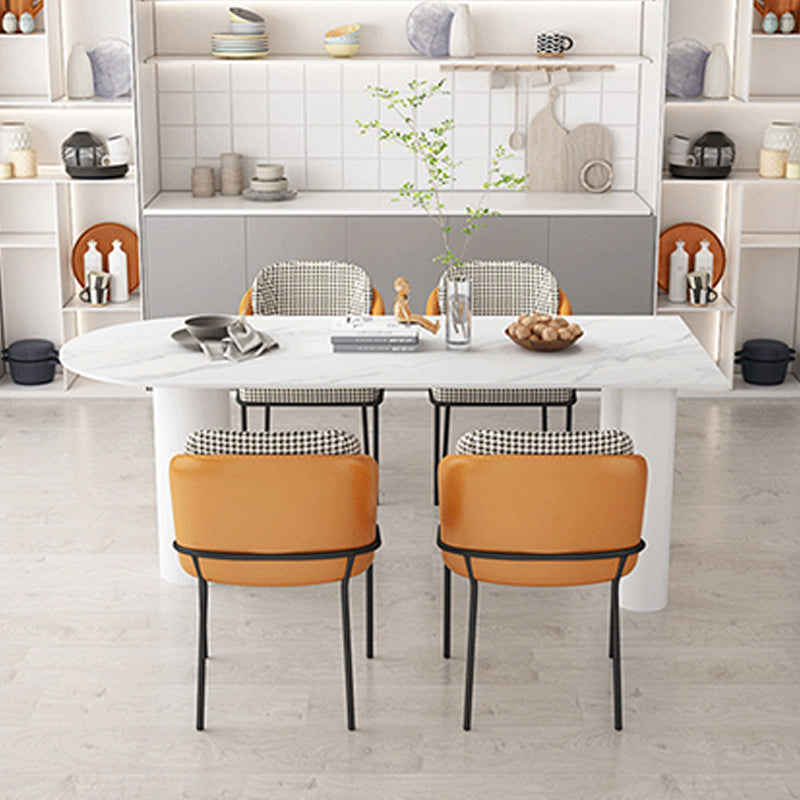 Modern Sintered Stone Dining Table 3-foot Kitchen Dinner Table White 51.2"L x 23.6"W x 29.5"H Without Chairs Clearhalo 'Dining Tables & Seating' 'Dining Tables' 'dining_table' 'furn' 'furn_dining_table' 'Furniture' 'Kitchen & Dining Furniture' 6303727