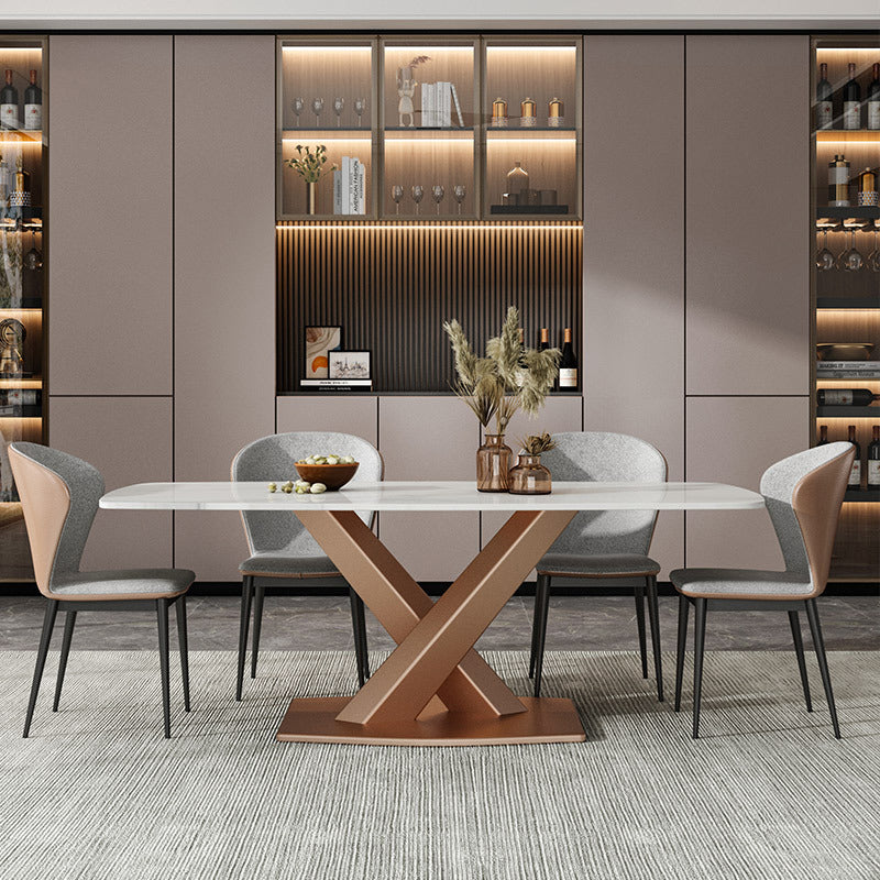 Modern Golden Base Dining Table Stone Table for Kitchen Dining Room