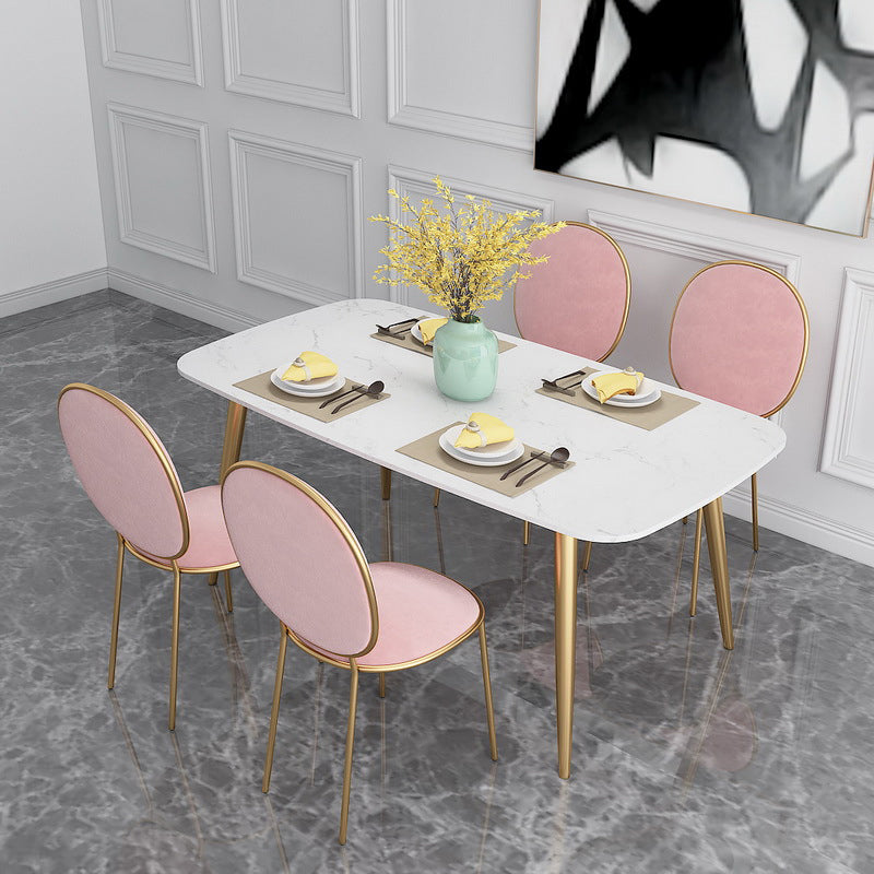 Modern Faux Marble Dining Table Metal Dining Table for Home Use 63"L x 27.6"W x 29.5"H Without Chairs Clearhalo 'Dining Tables & Seating' 'Dining Tables' 'dining_table' 'furn' 'furn_dining_table' 'Furniture' 'Kitchen & Dining Furniture' 6303768