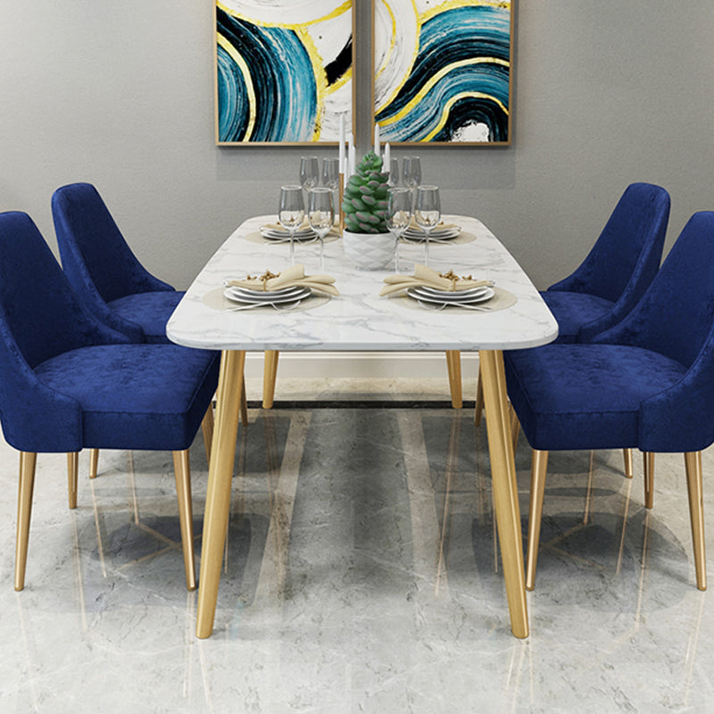 Modern Faux Marble Dining Table Metal Dining Table for Home Use Clearhalo 'Dining Tables & Seating' 'Dining Tables' 'dining_table' 'furn' 'furn_dining_table' 'Furniture' 'Kitchen & Dining Furniture' 6303778