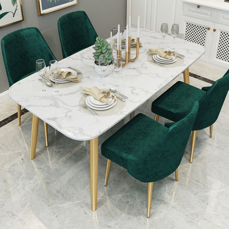Modern Faux Marble Dining Table Metal Dining Table for Home Use Clearhalo 'Dining Tables & Seating' 'Dining Tables' 'dining_table' 'furn' 'furn_dining_table' 'Furniture' 'Kitchen & Dining Furniture' 6303779