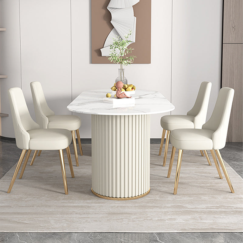 Moderner Esstisch mit Doppelsäule, Steintisch für Esszimmer und Küche