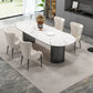 Modern Sintered Stone Dining Table Double Pedestal Table for Home Use Gloss White 55.1"L x 31.5"W x 29.5"H Without Chairs Clearhalo 'Dining Tables & Seating' 'Dining Tables' 'dining_table' 'furn' 'furn_dining_table' 'Furniture' 'Kitchen & Dining Furniture' 6303805