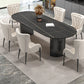Modern Sintered Stone Dining Table Double Pedestal Table for Home Use Black 55.1"L x 31.5"W x 29.5"H Without Chairs Clearhalo 'Dining Tables & Seating' 'Dining Tables' 'dining_table' 'furn' 'furn_dining_table' 'Furniture' 'Kitchen & Dining Furniture' 6303809