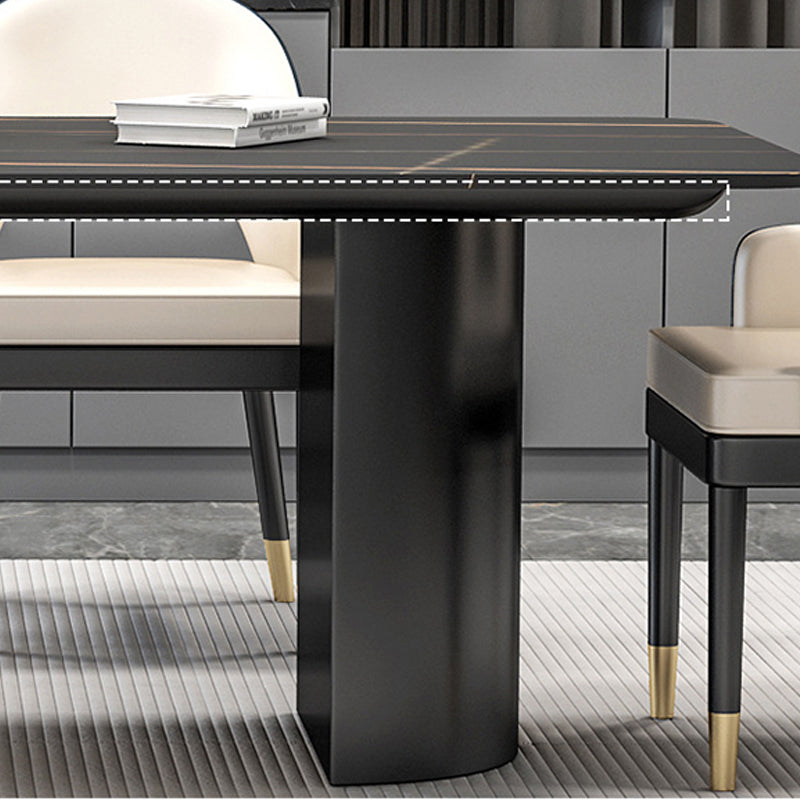 Modern Sintered Stone Dining Table Double Pedestal Table for Home Use Clearhalo 'Dining Tables & Seating' 'Dining Tables' 'dining_table' 'furn' 'furn_dining_table' 'Furniture' 'Kitchen & Dining Furniture' 6303813