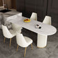 Modern Sintered Stone Dining Table Double Pedestal Table for Dining Room Beige 55.1"L x 31.5"W x 29.5"H Without Chairs Clearhalo 'Dining Tables & Seating' 'Dining Tables' 'dining_table' 'furn' 'furn_dining_table' 'Furniture' 'Kitchen & Dining Furniture' 6303851