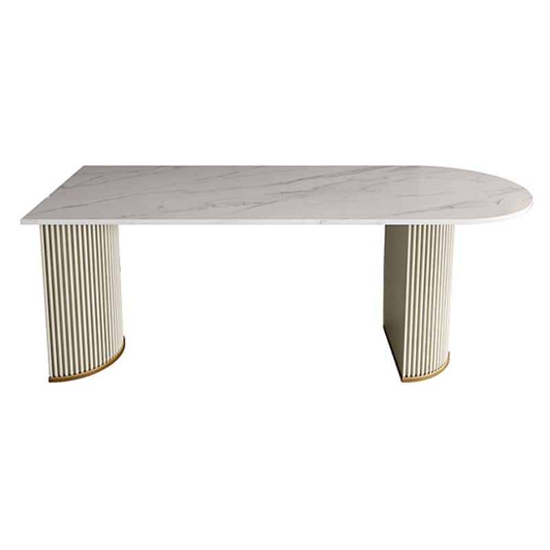 Modern Sintered Stone Dining Table Double Pedestal Table for Dining Room Clearhalo 'Dining Tables & Seating' 'Dining Tables' 'dining_table' 'furn' 'furn_dining_table' 'Furniture' 'Kitchen & Dining Furniture' 6303855