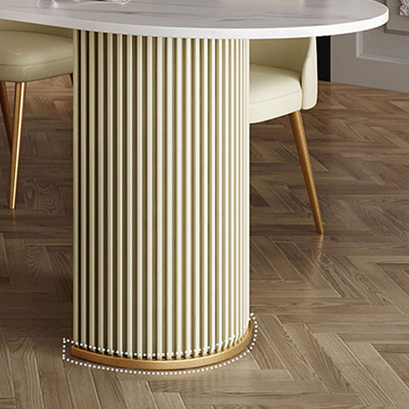 Modern Sintered Stone Dining Table Double Pedestal Table for Dining Room Clearhalo 'Dining Tables & Seating' 'Dining Tables' 'dining_table' 'furn' 'furn_dining_table' 'Furniture' 'Kitchen & Dining Furniture' 6303857